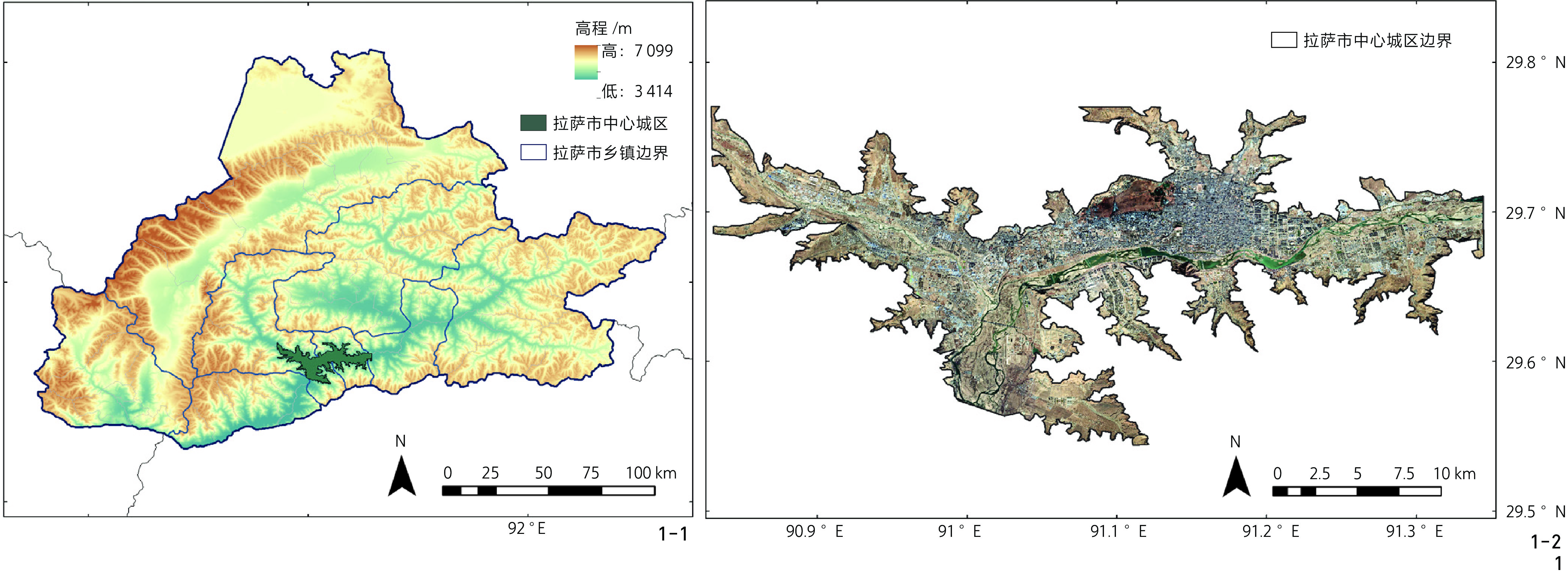 拉萨市中心城区土地利用类型空间分布及占比 拉萨市中心城区土地利用类型空间分布及占比